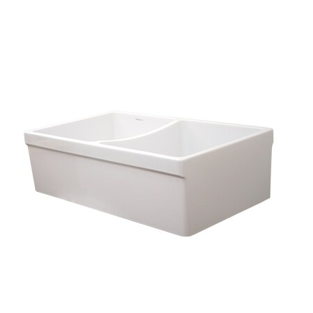 Whitehaus Rvrsbl Dbl Bowl Sink W/ 2 Lip On One Side And 2-1/2 Lip On The Opposit WHQDB532-WHITE
